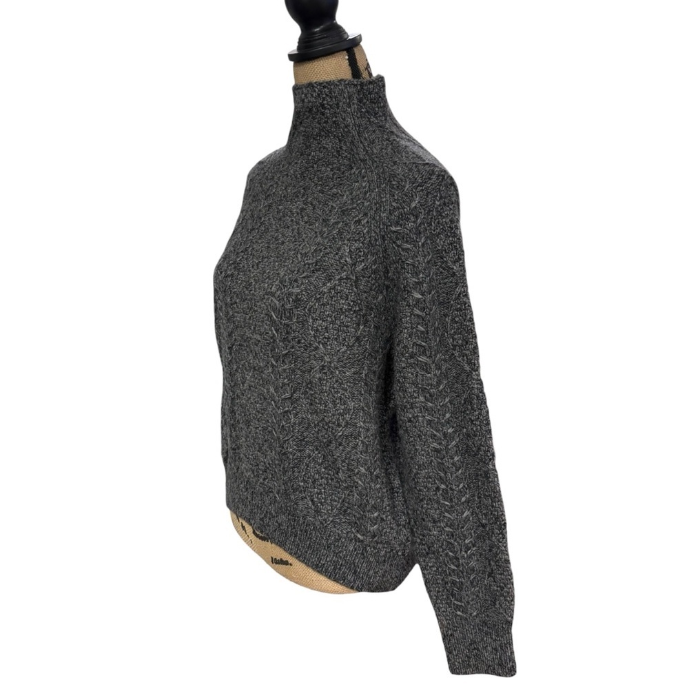 Vince Cable Knit Wool Cashmere Mock Neck Sweater Grey Size Small Fisherman - Picture 7 of 7